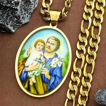 St.Joseph Christian Necklace,Religious Gift Jewelry
