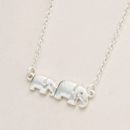 Mother and Baby Elephant Silver Necklace