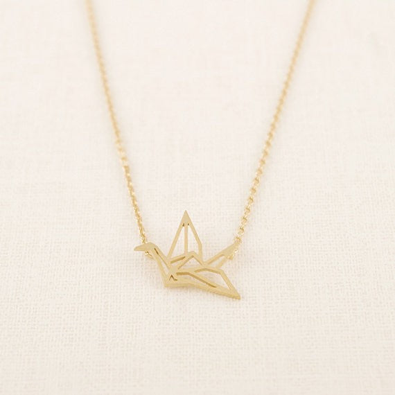 Origami Crane Gold-Silver Necklace