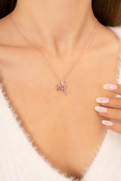 Flamingo 925 Sterling Silver Rosegold Necklace