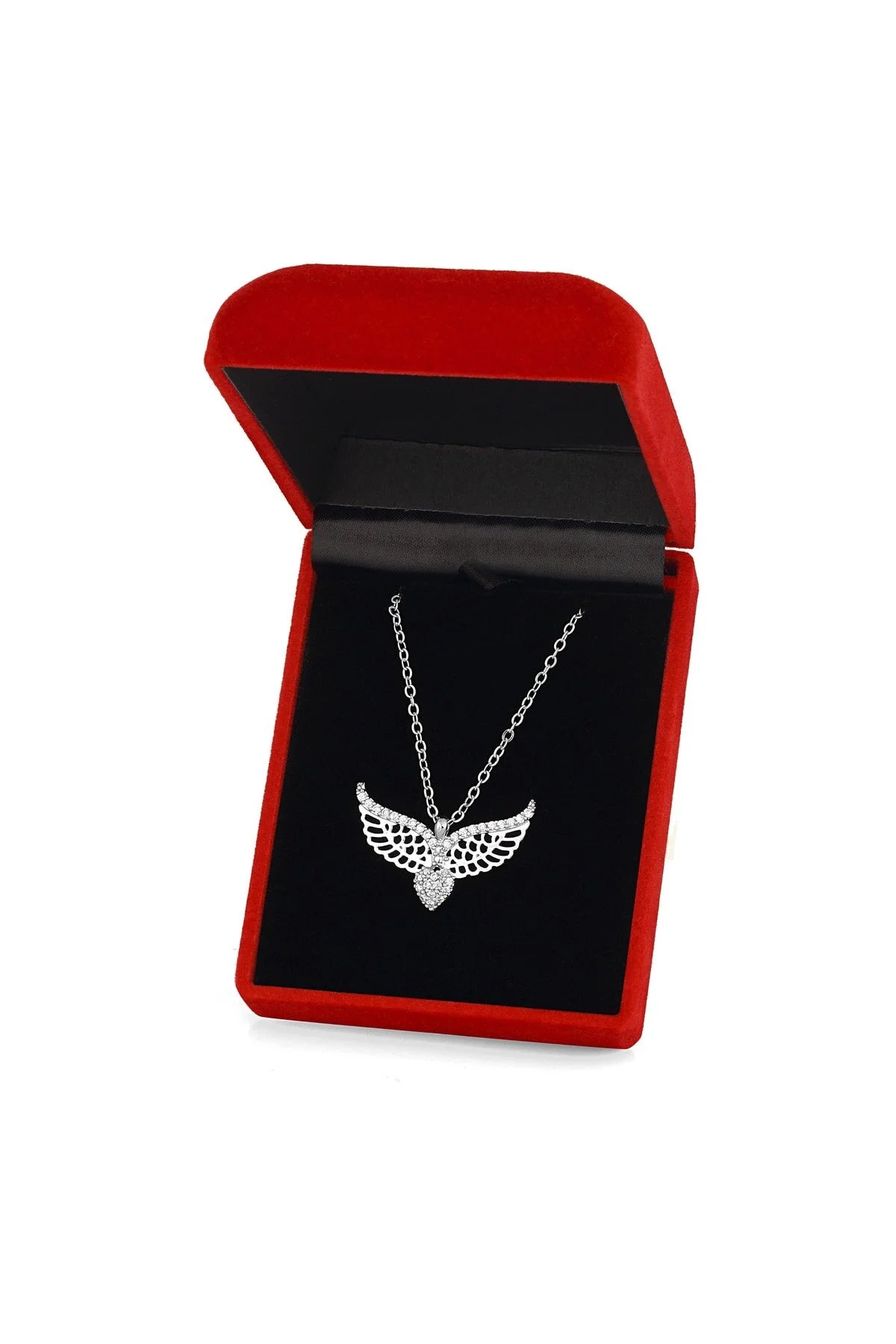 Silver Angel Wing Zircon Necklace