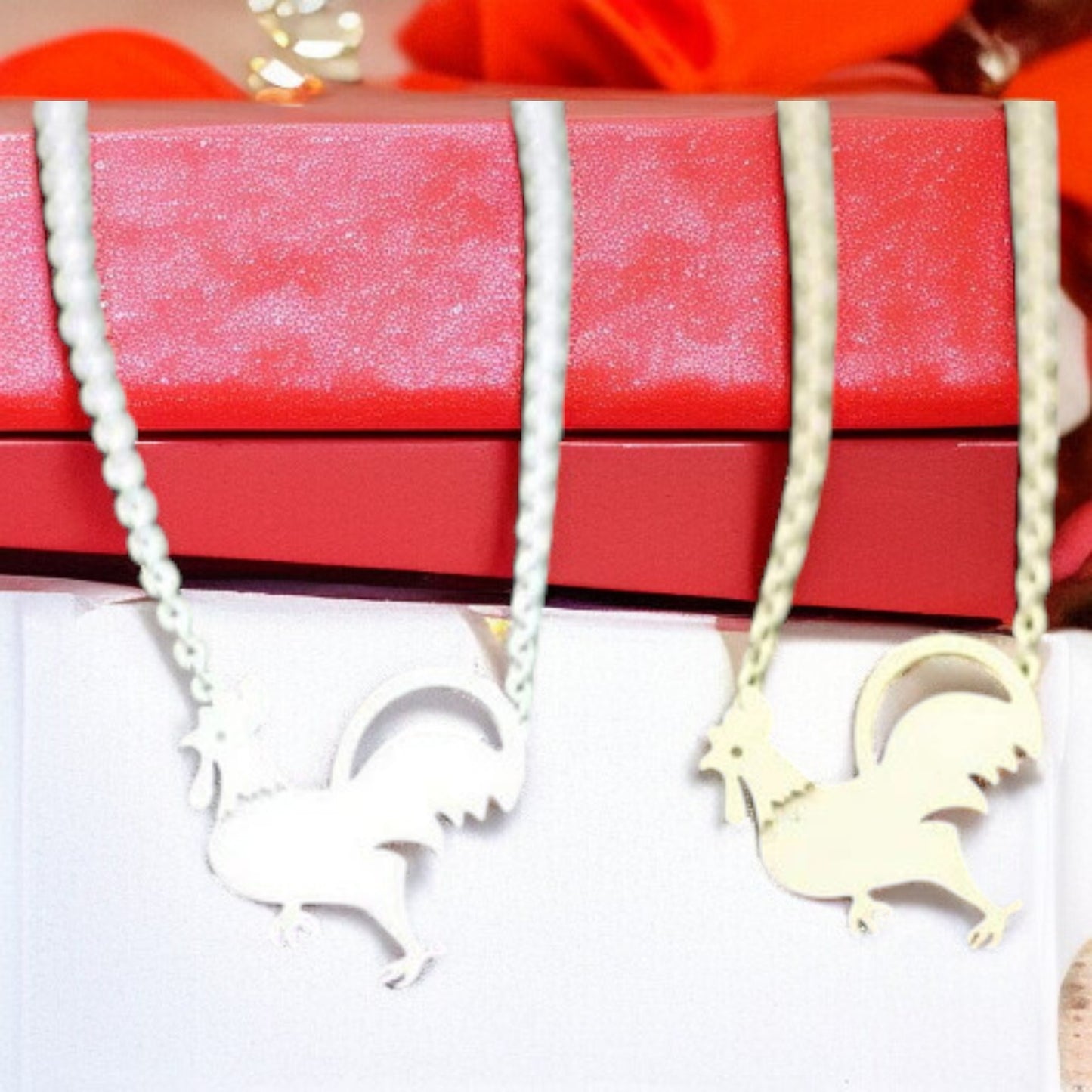 Rooster Gold-Silver Necklace