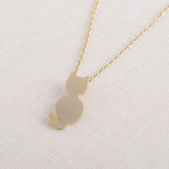 Cute Cat Necklace,Gold-Silver