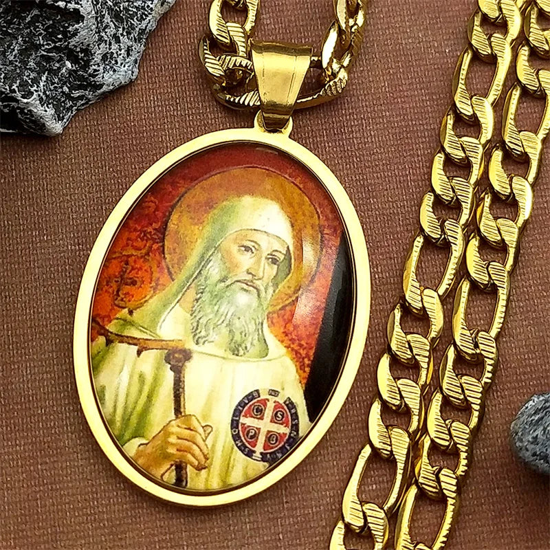 Saint Benedict,Christian Necklace,Religious Gift Jewelry