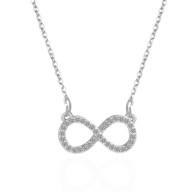 Infinity with Rhinestones Silver Necklace