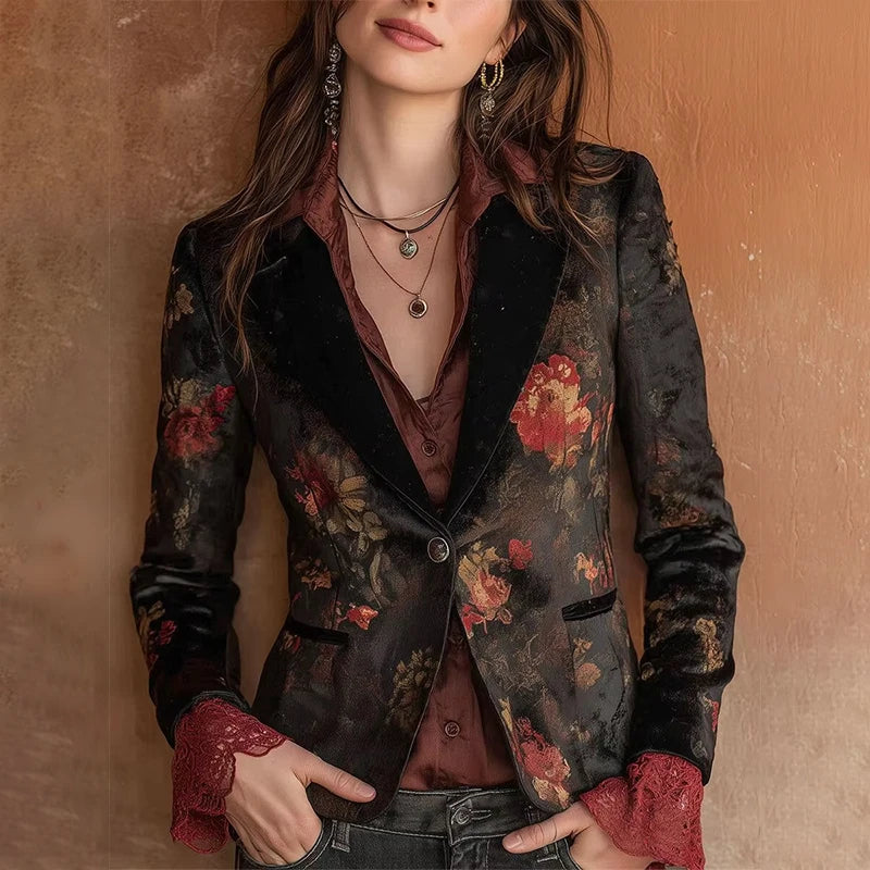 Slim Fit Floral  Blazer for Women