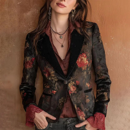 Slim Fit Floral  Blazer for Women