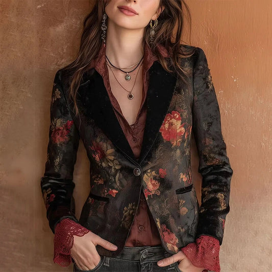 Slim Fit Floral  Blazer for Women