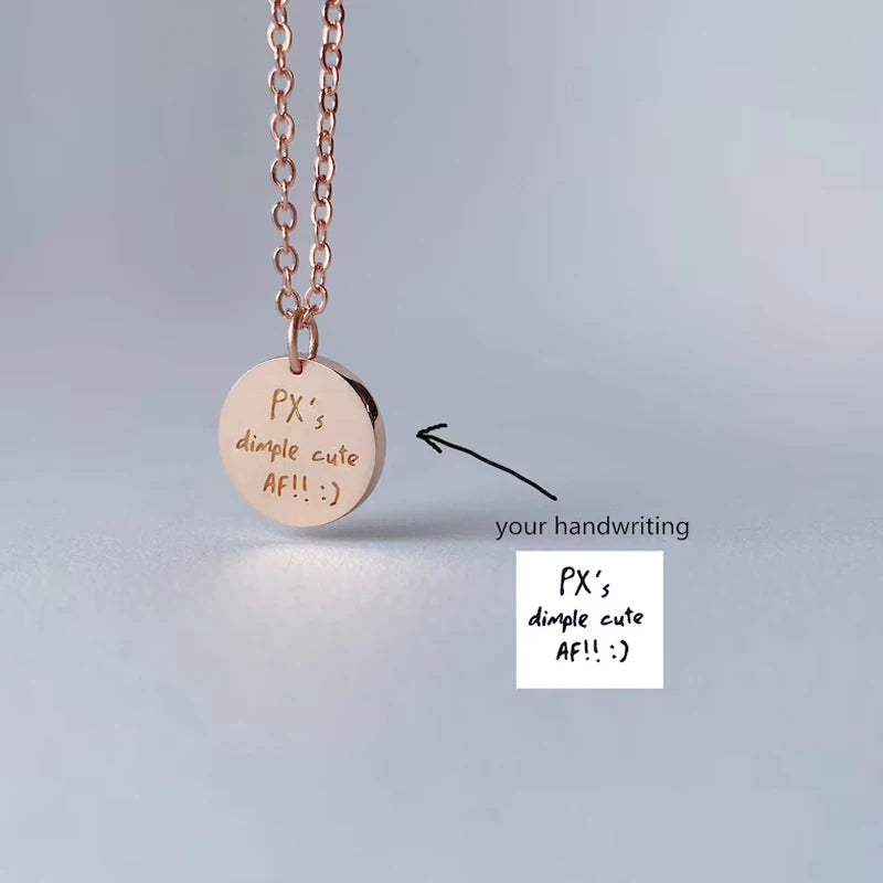 Personalized Handwriting Engraving Pendant Choker Necklace - Denoss