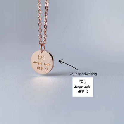 Personalized Handwriting Engraving Pendant Choker Necklace - Denoss