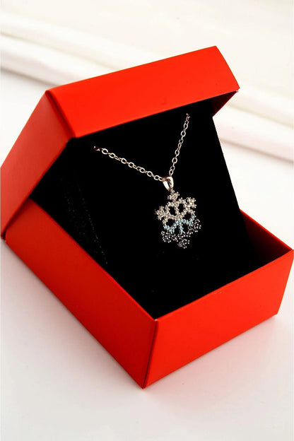 Snowflake Gold-Silver Blue Zircon Necklace