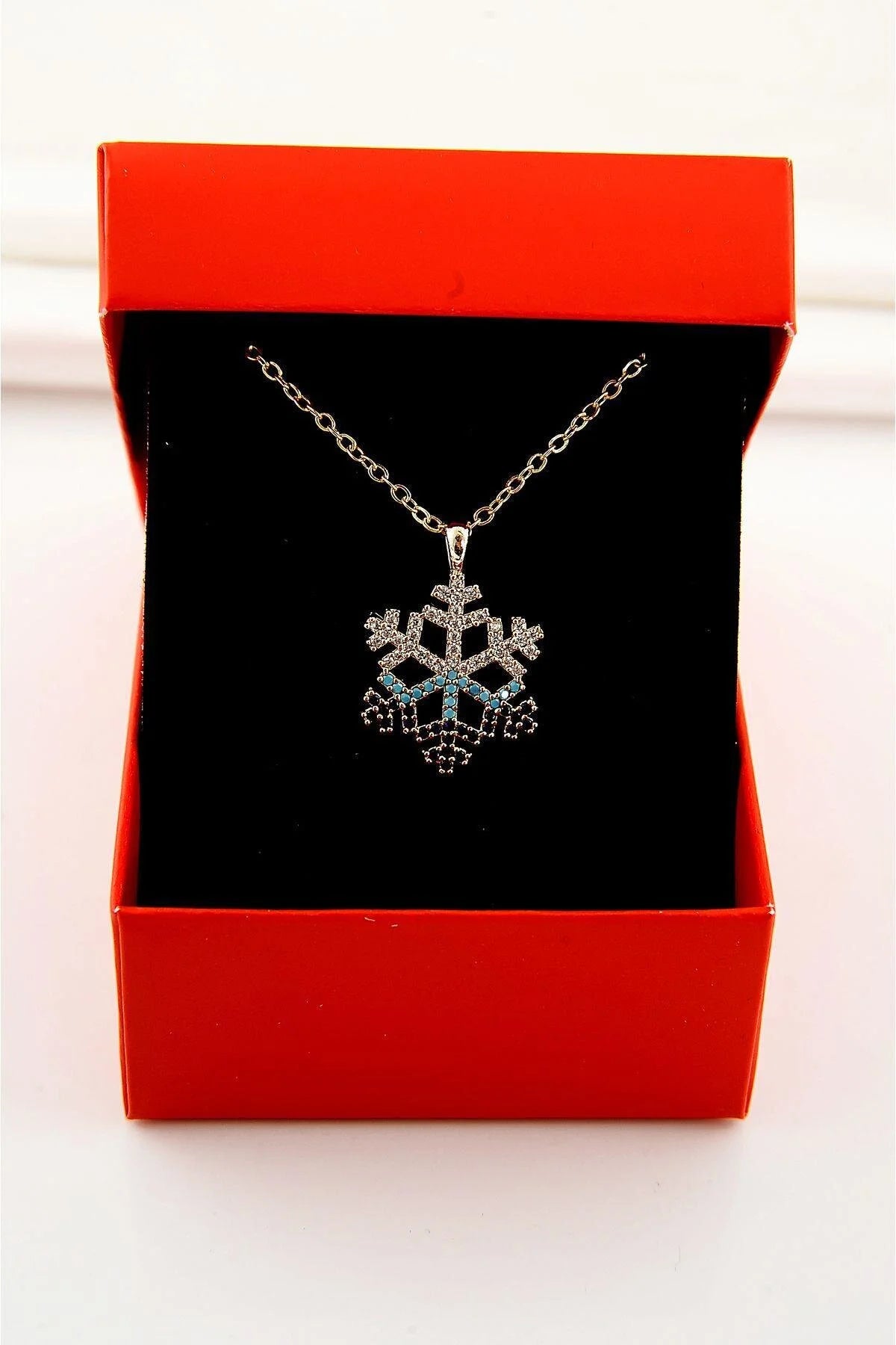 Snowflake Gold-Silver Blue Zircon Necklace