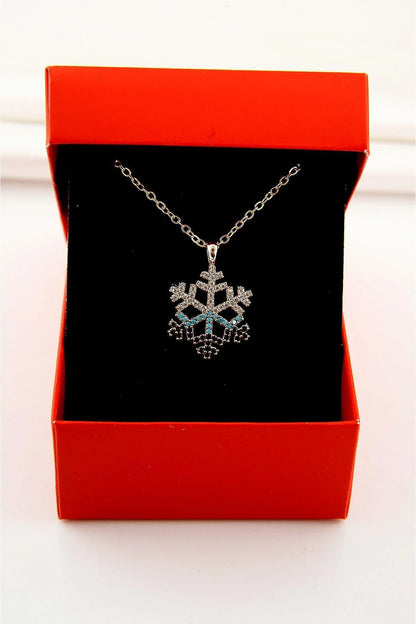 Snowflake Gold-Silver Blue Zircon Necklace