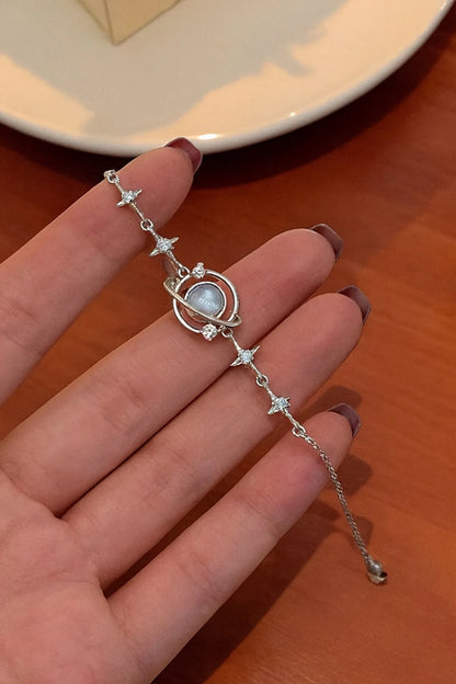 Silver Galaxy Blue Stone Star Bracelet