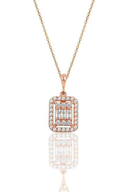 Women's Baguette Stone  Chain Necklace