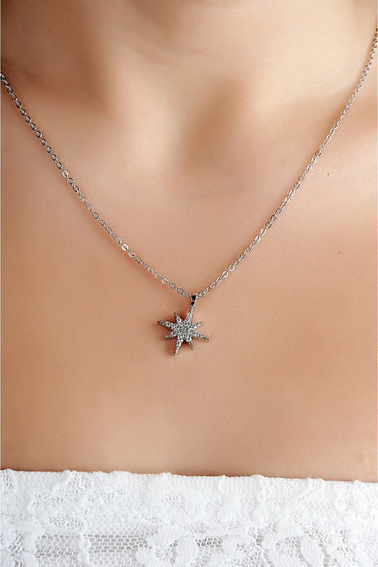 Silver Zircon North Star Necklace