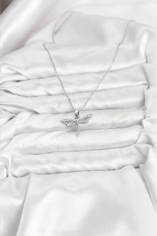 Silver Gold Dragonfly Women's Necklace