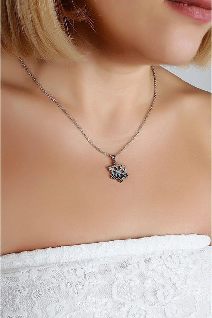Snowflake Gold-Silver Blue Zircon Necklace