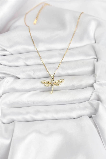 Silver Gold Dragonfly Women's Necklace