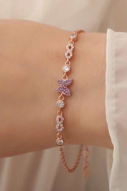Butterfly and Eternity Gold-Rosegold Bracelet