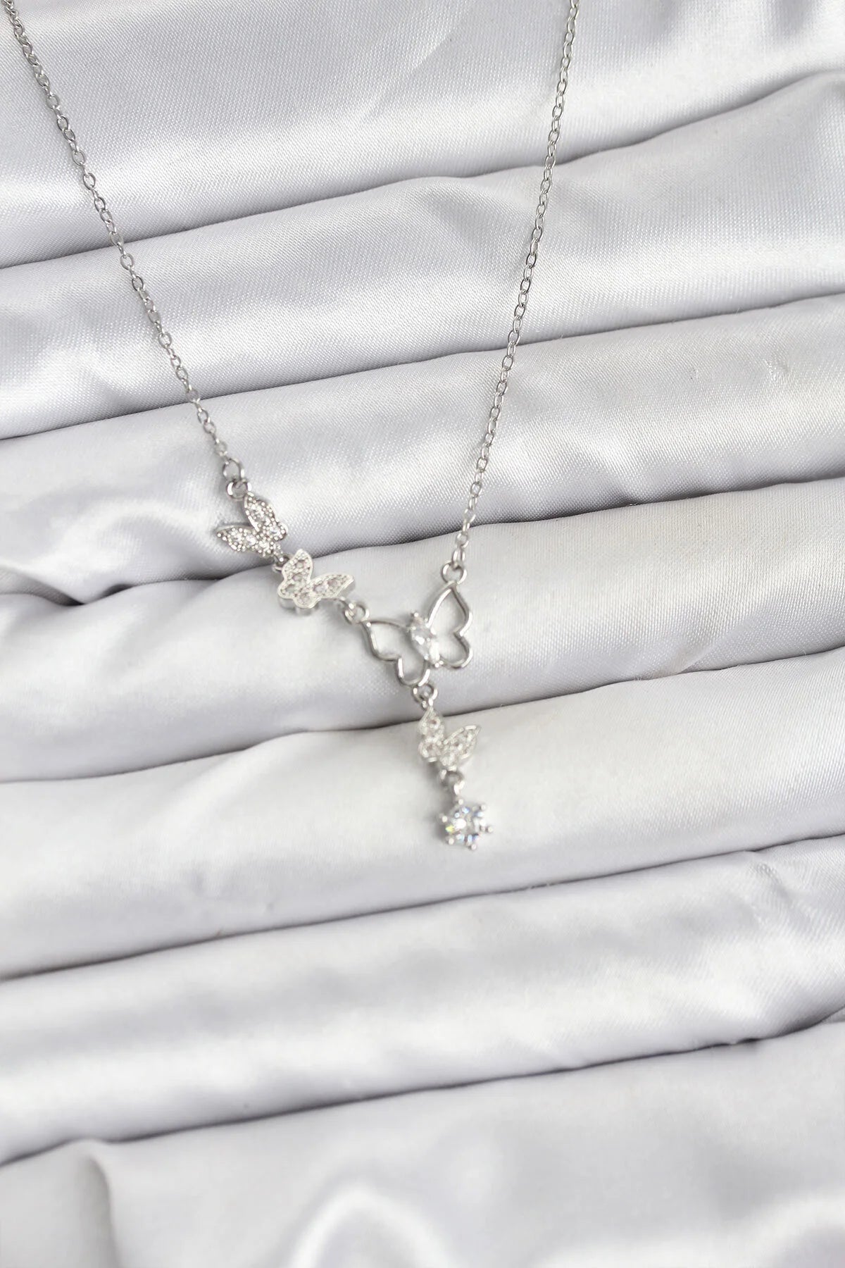 Silver Butterfly Model Women's Necklace