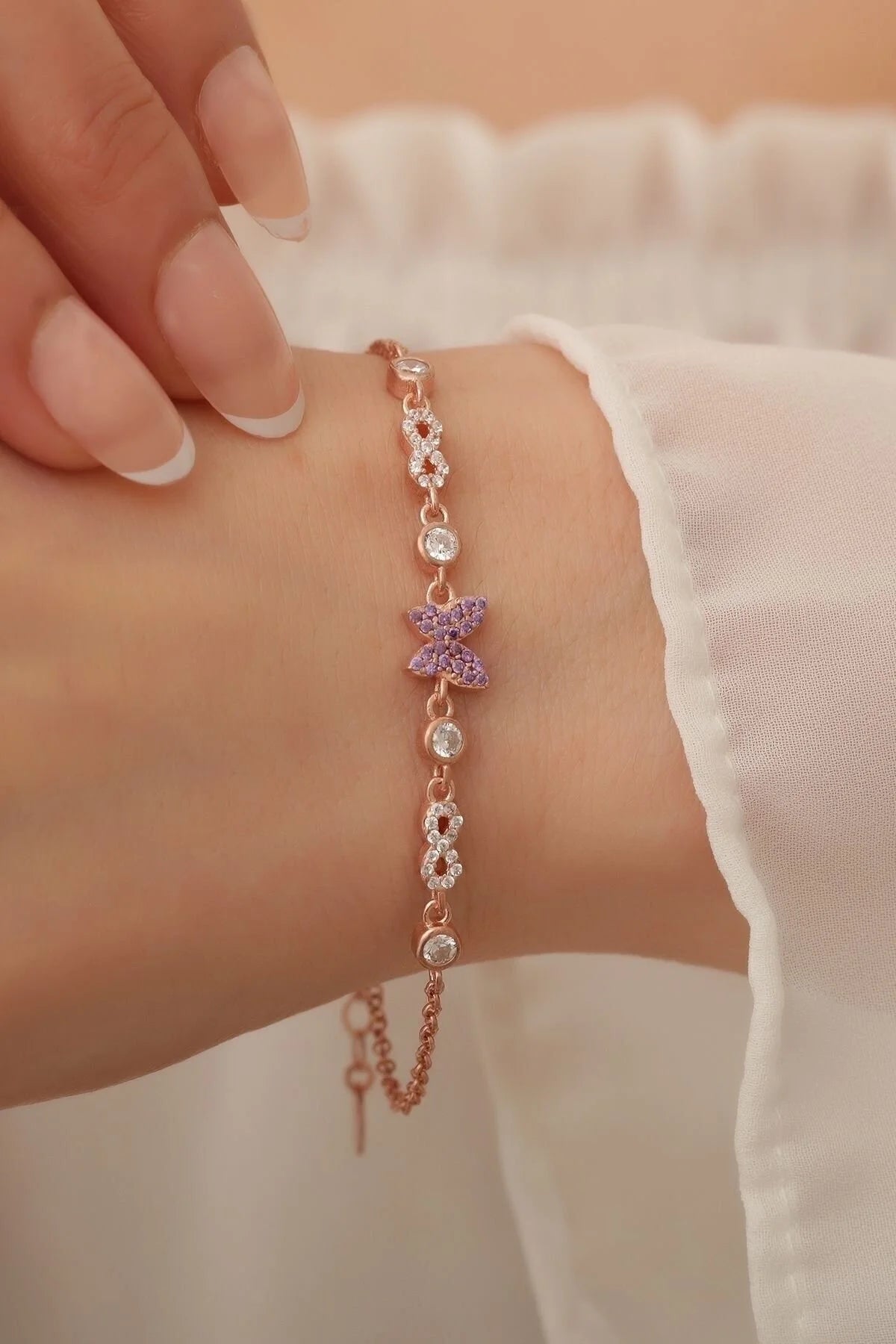 Butterfly and Eternity Gold-Rosegold Bracelet
