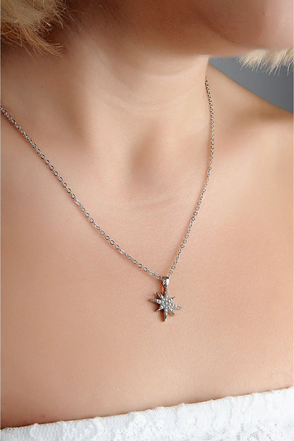 Silver Zircon North Star Necklace