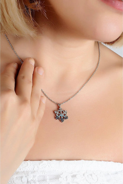 Snowflake Gold-Silver Blue Zircon Necklace