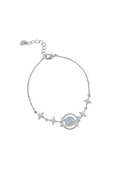 Silver Galaxy Blue Stone Star Bracelet