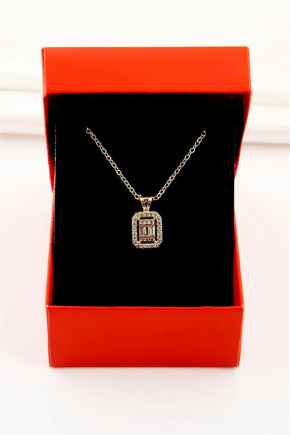 Baguette Gold-Silver Zircon Stone Necklace