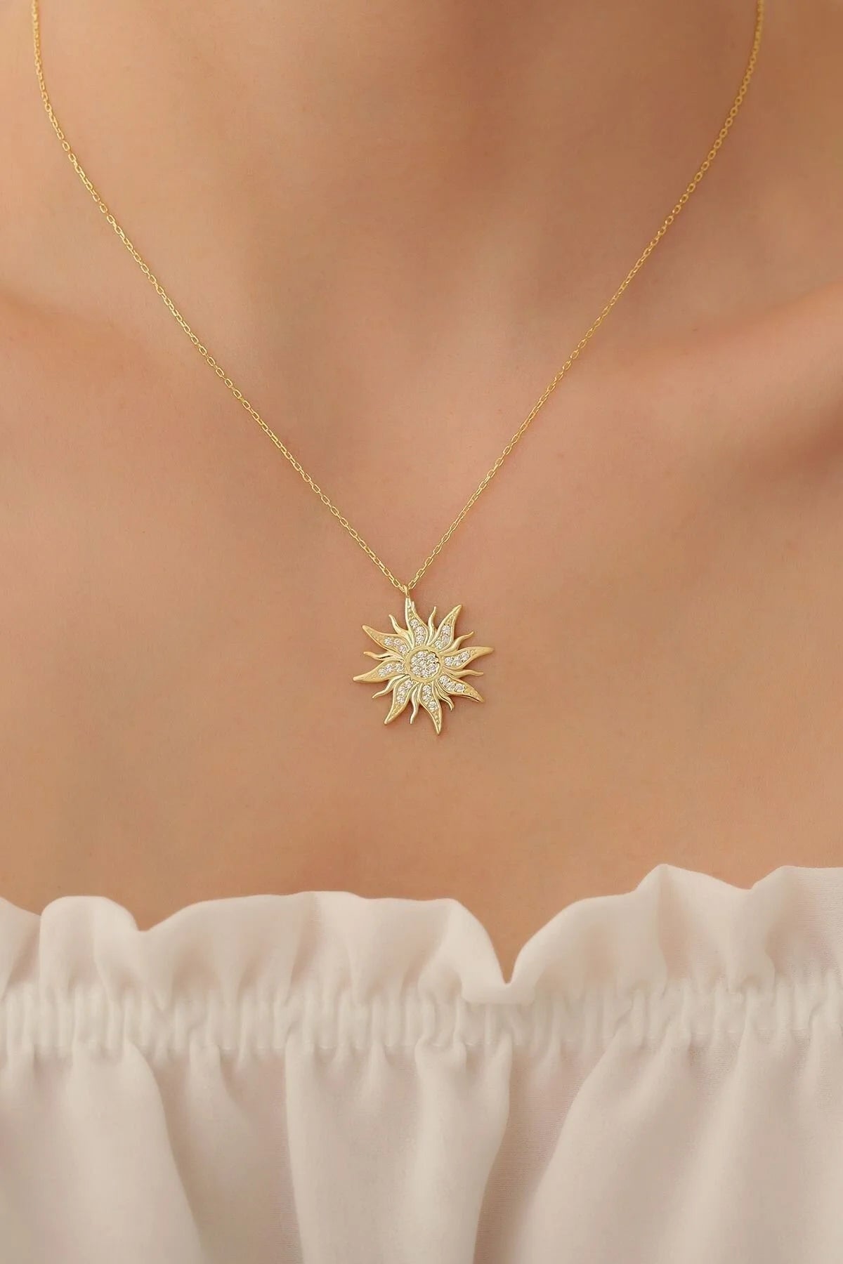 Gold Sun Zircon Necklace