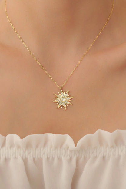 Gold Sun Zircon Necklace