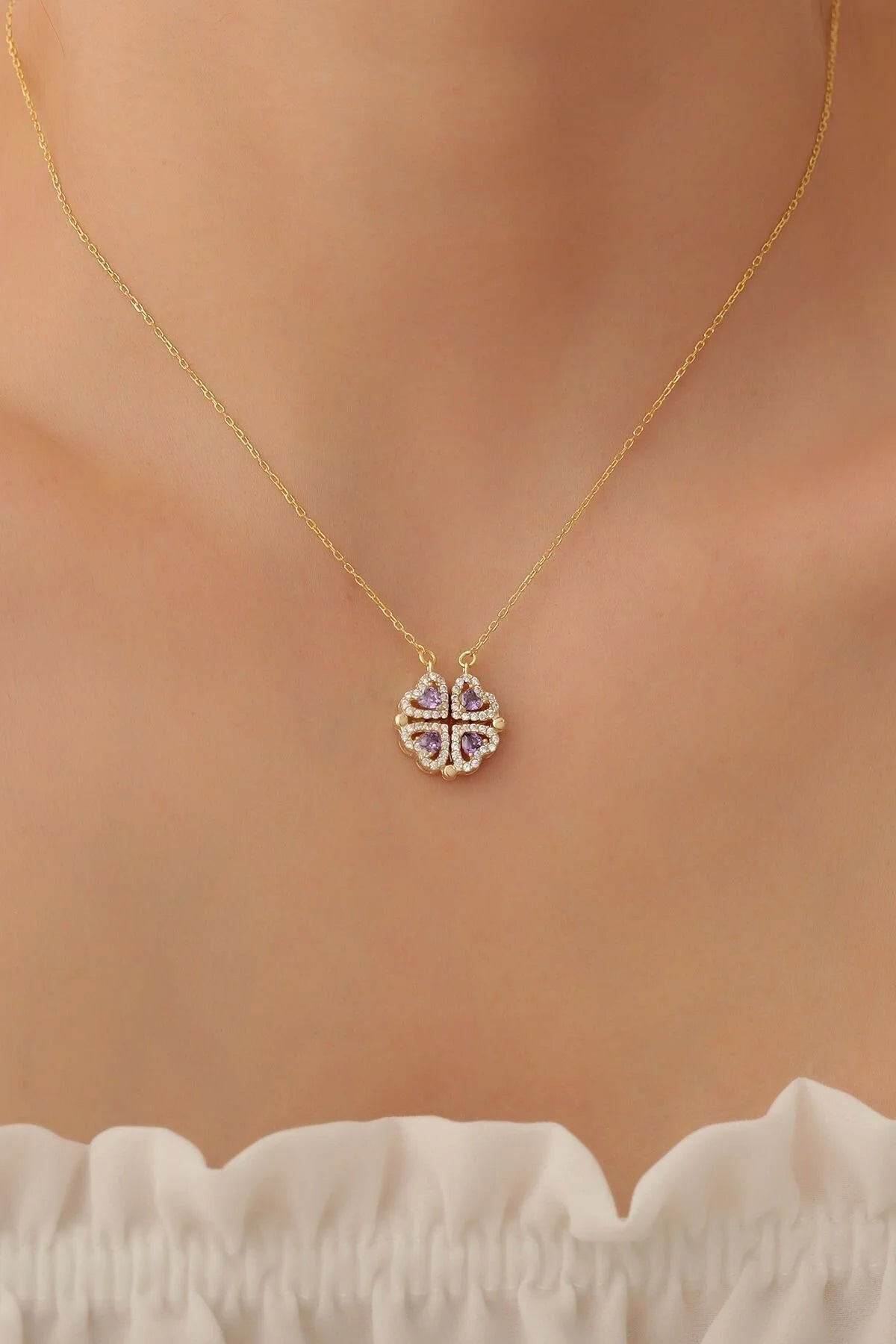 Heart Clover Magnetic Necklace