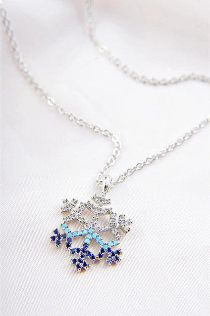 Snowflake Gold-Silver Blue Zircon Necklace
