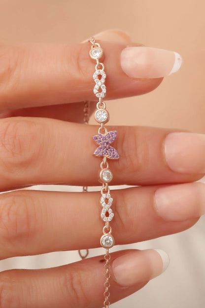 Butterfly and Eternity Gold-Rosegold Bracelet