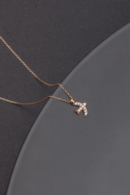 925 Sterling Silver Seagull Rosegold Zircon Necklace
