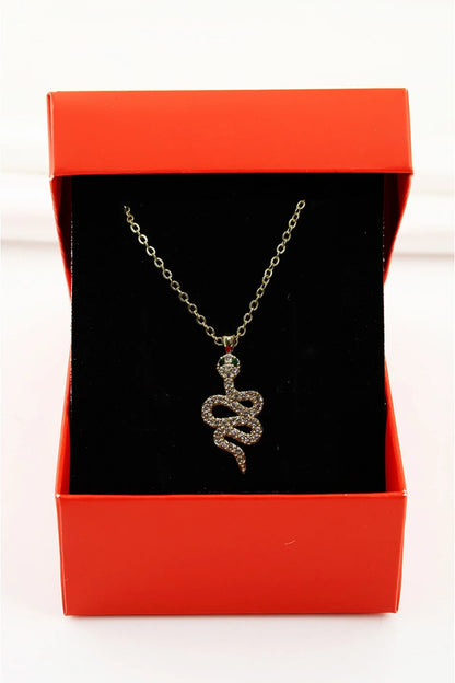 Snake Gold-Silver Zircon Necklace