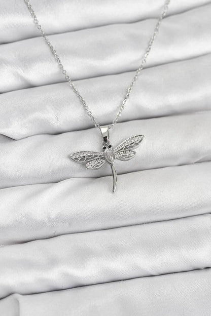 Silver Gold Dragonfly Women's Necklace