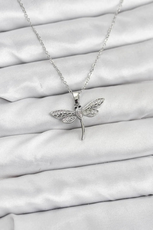 Silver Gold Dragonfly Women's Necklace