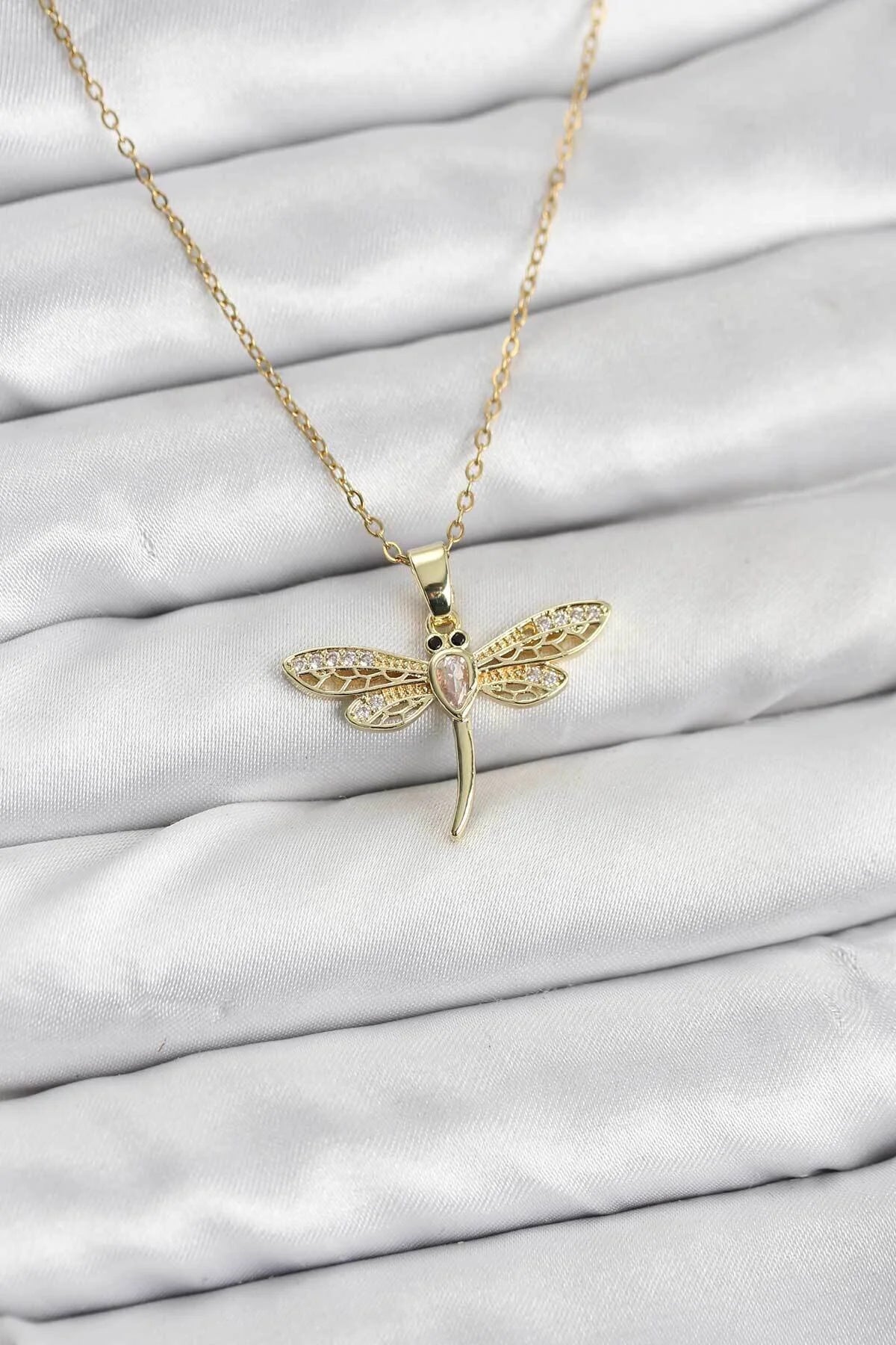 Silver Gold Dragonfly Women's Necklace