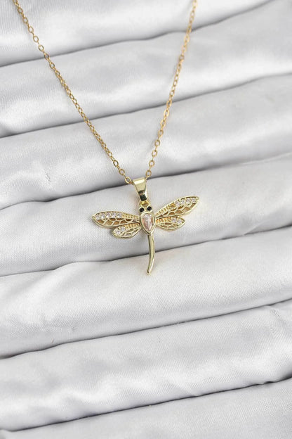 Silver Gold Dragonfly Women's Necklace
