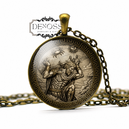 ATLAS Necklace,Titan,Bearer of the Heavens,God of Endurance,God of Astronomy,Greek,Glass Pendant
