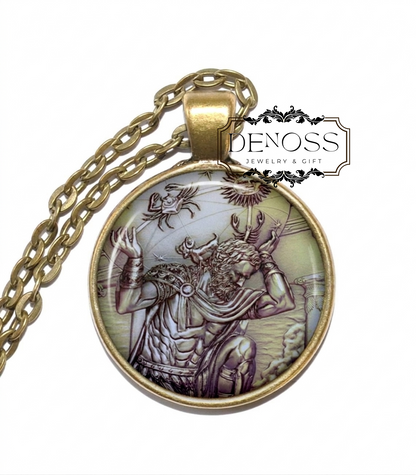 ATLAS Necklace,Titan,Bearer of the Heavens,God of Endurance,God of Astronomy,Greek,Glass Pendant