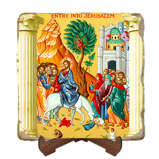 Entry into Jerusalem Icon,Marble Icon,Handmade,Prayer gift,Christian Icon