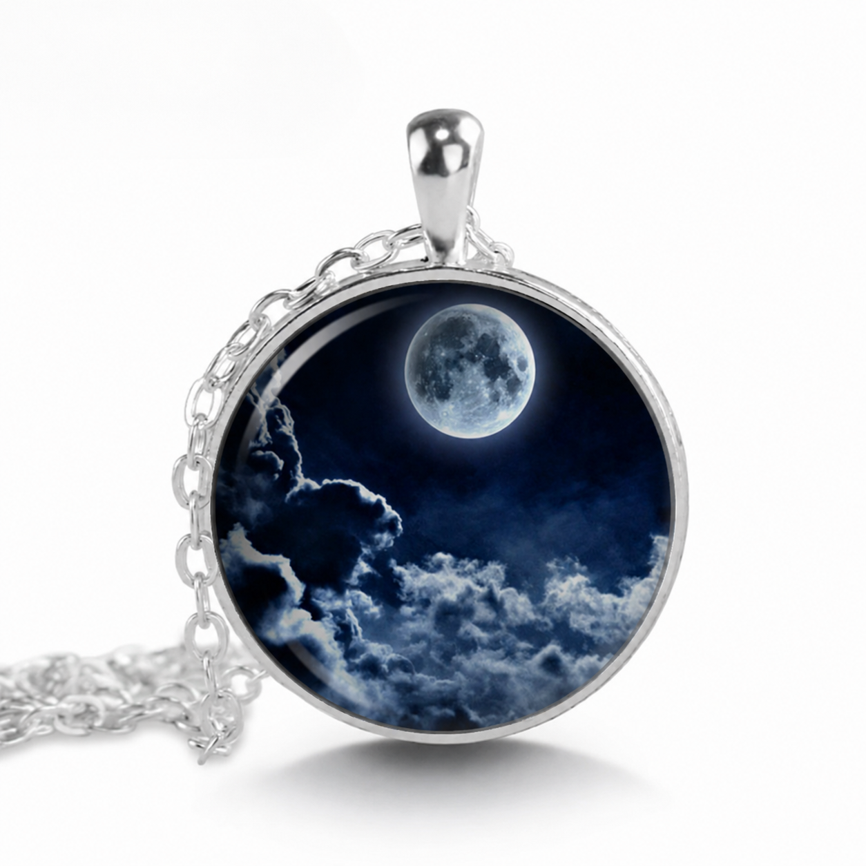 Full Moon Necklace,Night Sky,Storm Cloud, Moon Jewelry