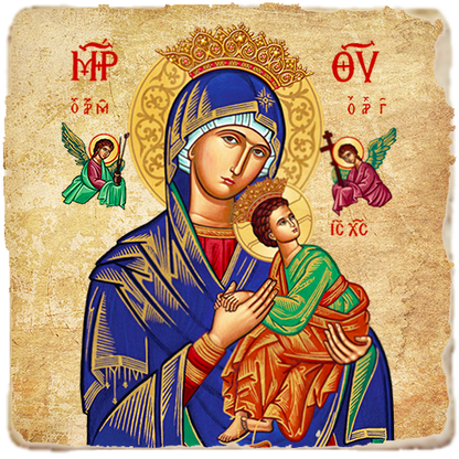 Our Lady of Perpetual Help,Marble Icon,Handmade,Baptism gift,Christian Icon