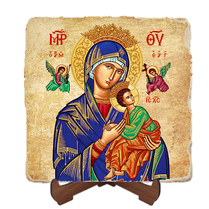 Our Lady of Perpetual Help,Marble Icon,Handmade,Baptism gift,Christian Icon