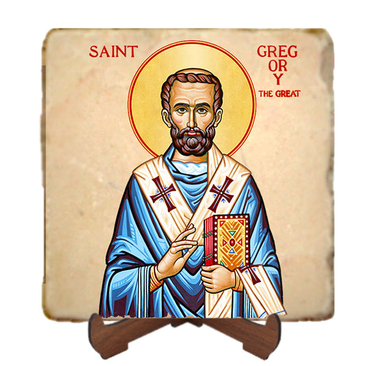 St.Gregory the Great Icon,Men Saints,Marble Icon,Handmade,Prayer gift,Christian Icon