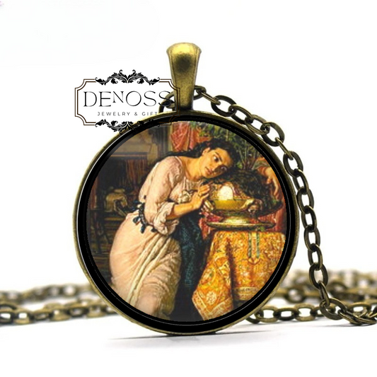 Isabella and the Pot of Basil Pendant necklace,Pre-Raphaelite Art Jewellery