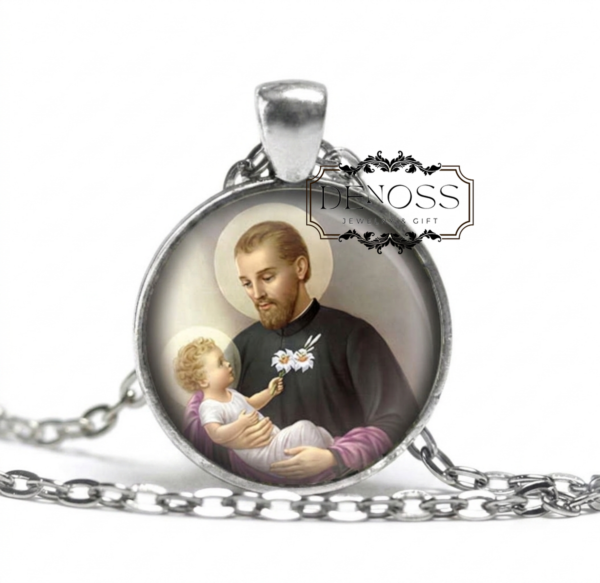 Saint CAJETAN Italian Catholic Priest Necklace,Catholic Pendant,Christian Medal